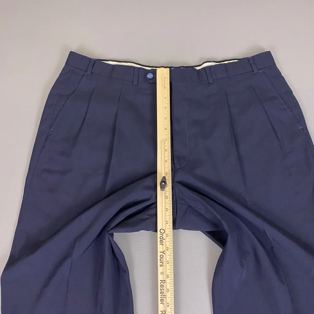 Vintage Springfield Wool Dress Pants Men's Size 42 Navy Blue Pleated Made in USA